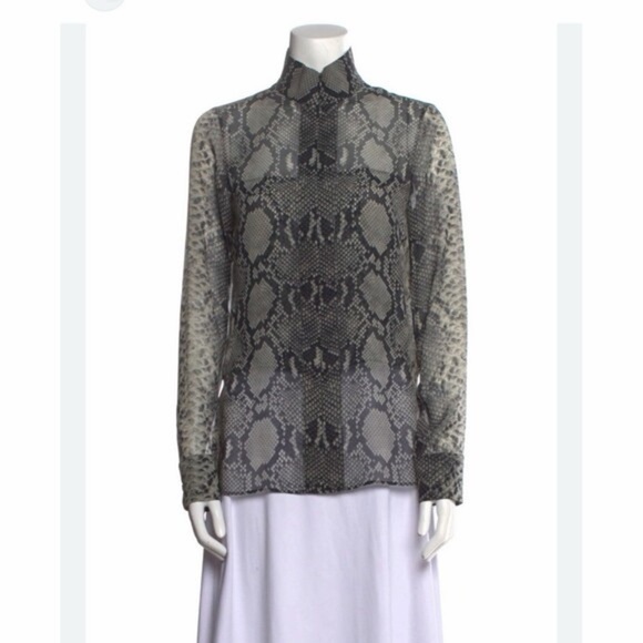 Akris Python-Print Silk Funnel-Neck Tunic (108) - Picture 3 of 10